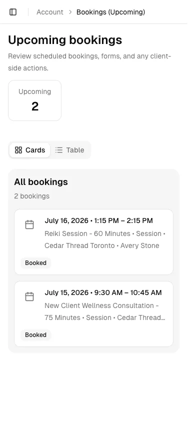 Alternative Therapy software showing mobile.