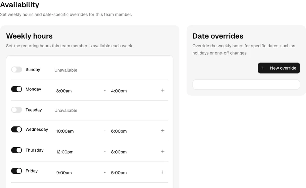 Barbers software showing availability.
