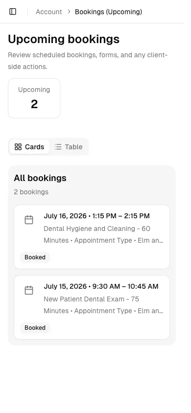 Dental Practice software showing mobile.