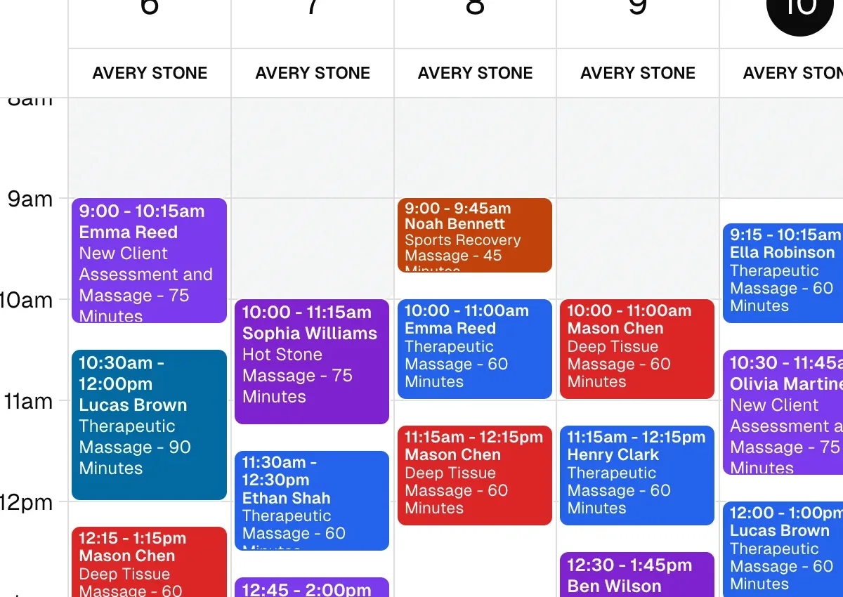 Focused calendar showing useful openings between existing appointments.