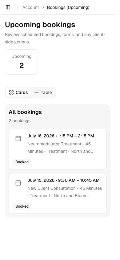 Medspa software showing mobile.