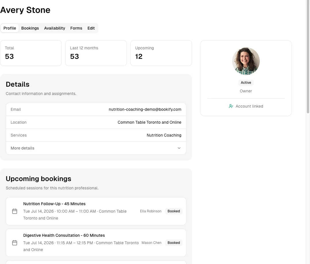 Nutrition Coaching software showing team.