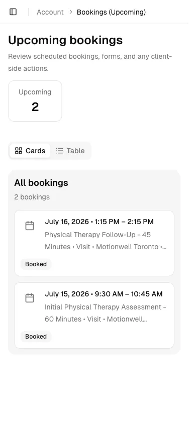Physical Therapy software showing mobile.