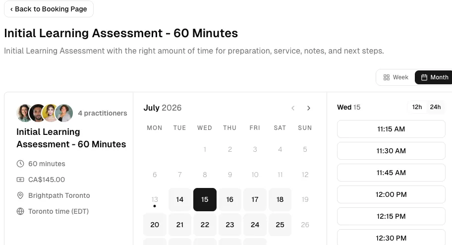 Driving School software showing booking month.