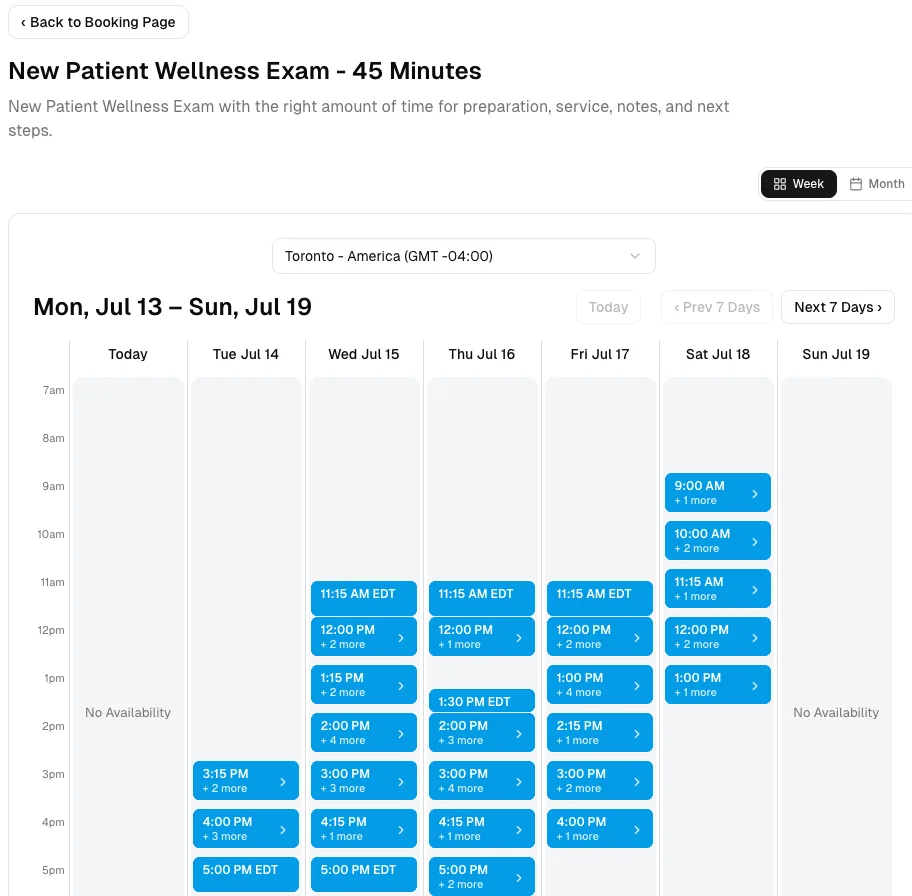 Pet Grooming software showing booking week.