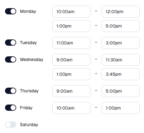 Availability scheduling interface with team members